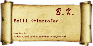 Belli Krisztofer névjegykártya
